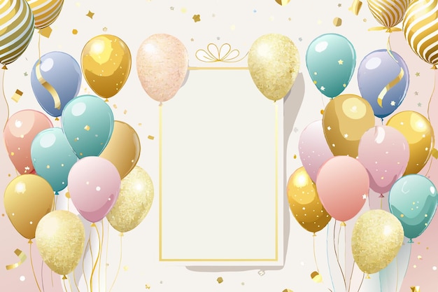 Gold glitter amp Pastell Ballons Rahmen für elegante Geburtstagsfeier Einladungen