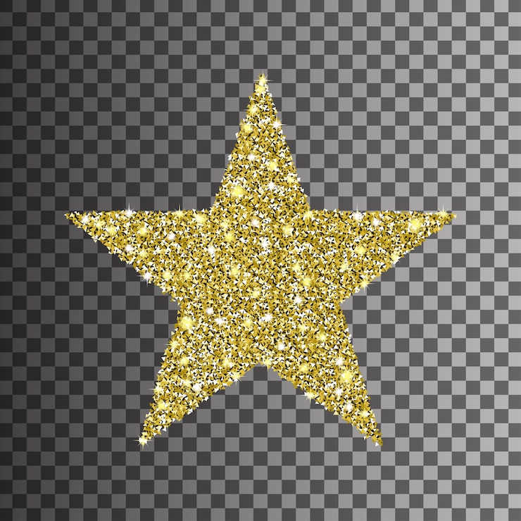 Vektor gold glitter star auf durchsichtigem hintergrund goldene textur mit funkeln glitzerender vektor luxus leuchtende dekoration für webdesign online-shopping-websites urlaubsgrüße digital erstellt