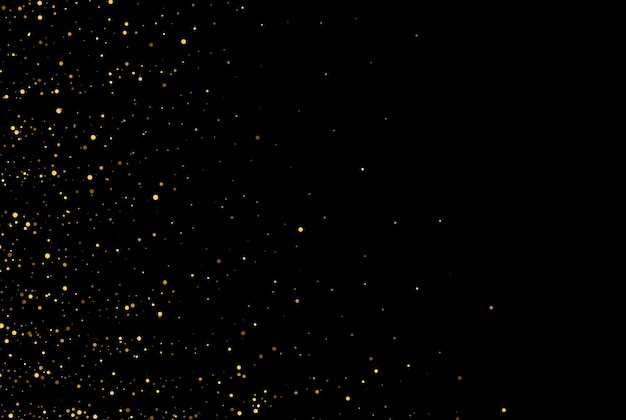 Gold-glitter-textur auf schwarzem hintergrund goldene spritzer konfetti goldene körnige abstrakte textur auf schwarzem hintergrund design-element