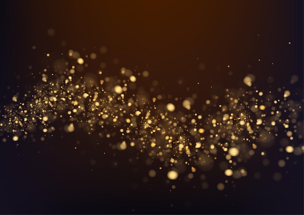 Gold-glitter-textur isoliert mit bokeh auf hintergrund partikelfarbe feierliche goldene explosion von konfetti design vector illustration