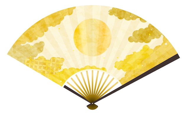 Gold Hinomaru Fan Japanisches Muster Wolkenmeer Hintergründe Webgrafiken
