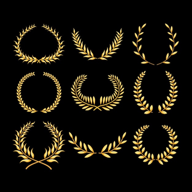 Gold Laurel Set Zeichentrickfilm-Vektorillustration