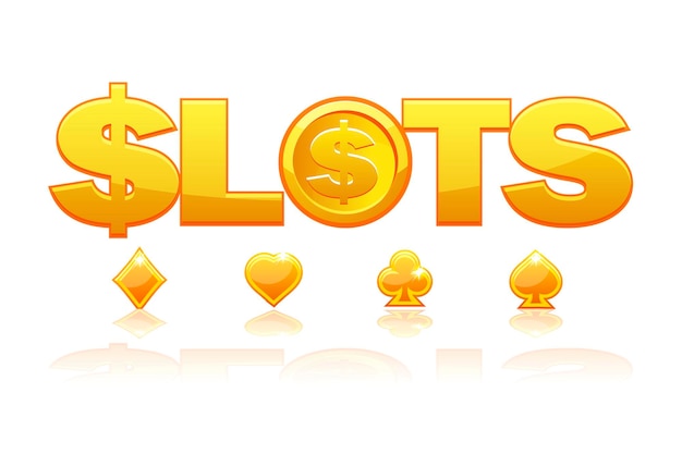 Gold-logo-slot mit kartenfarben für casino-spiele.