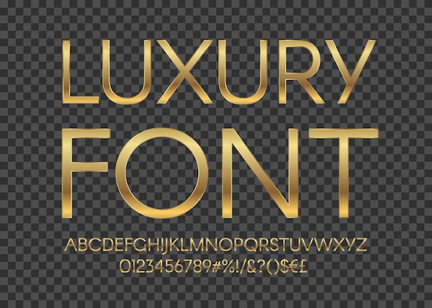 Gold luxus schriftarten und zahlen.