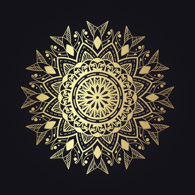 Gold-mandala auf schwarzem hintergrund.