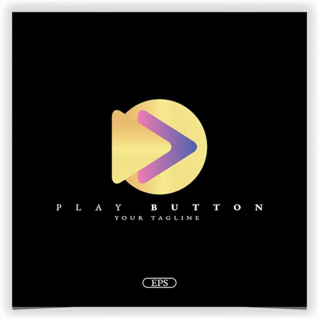 Gold play button logo premium eleganter vorlagenvektor eps 10