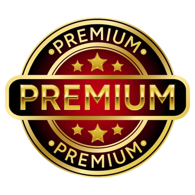 Gold-premium-qualitäts-stempelaufkleber mit sternvektorillustration
