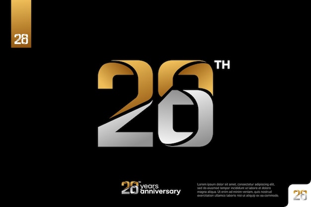 Gold-Silber-Logo-Icon-Design mit Nummer 28 auf schwarzem Hintergrund 28. Geburtstag Logo-Nummer 28. Jubiläum