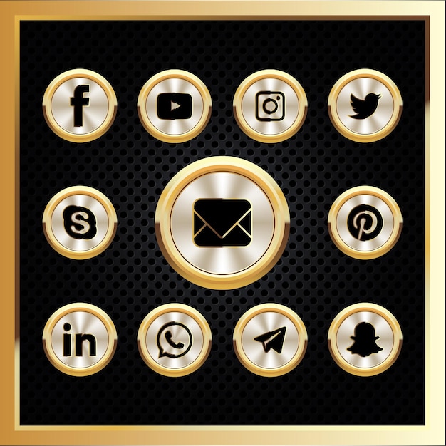 Vektor gold-social-media-symbole button-design-set