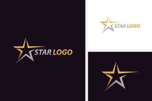 Gold star-logo entwirft vorlage mit schwarzem hintergrund