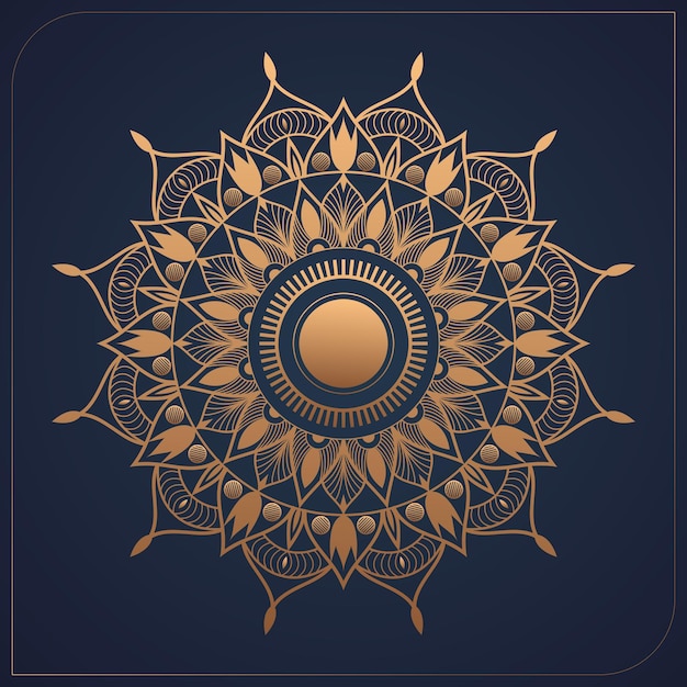 Gold und blauer luxus dekorativer mandala-hintergrund-design