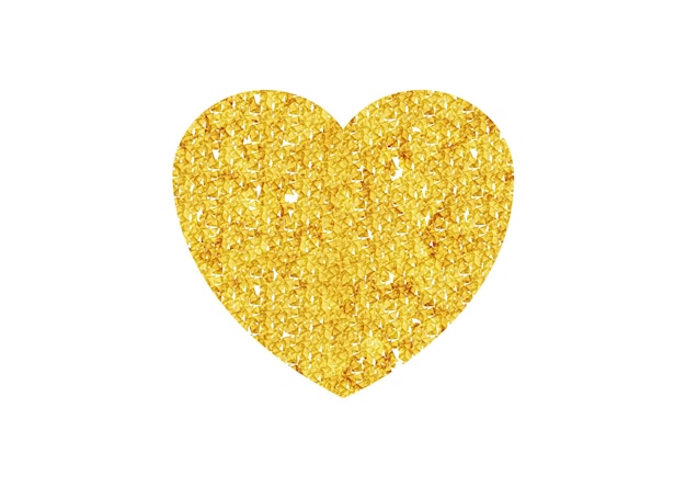 Gold valentines herz funkelt auf weißem hintergrund