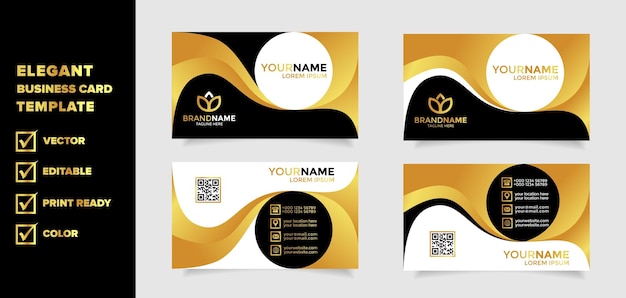 Gold-Visitenkarten-Design-Vorlage editierbares Vektorformat für Schreibwarenunternehmen