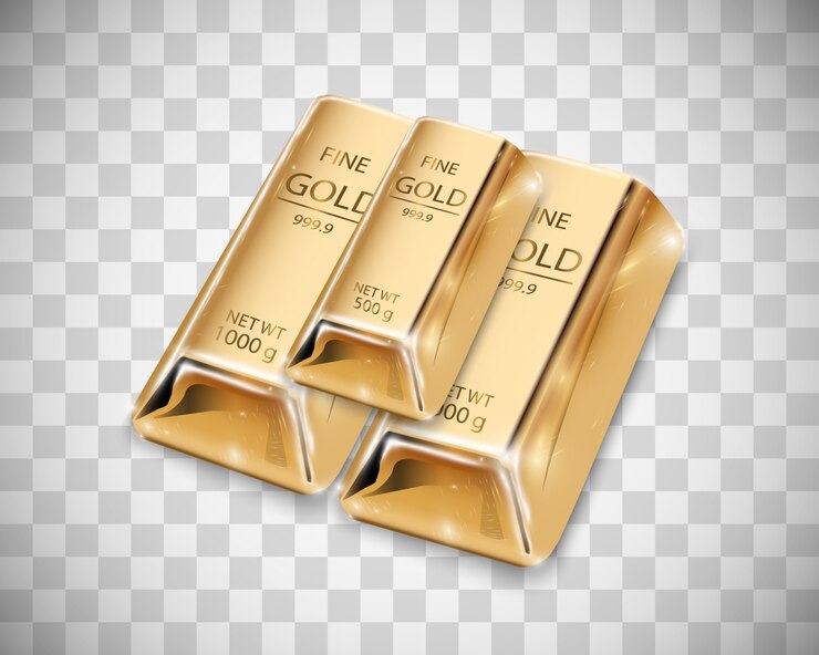 Goldbarren lokalisiert auf transparentem Hintergrund.