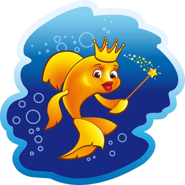 Golden Fish Sea Princess Vector Illustration Ethnisches märchenhaftes Symbol der Wunder