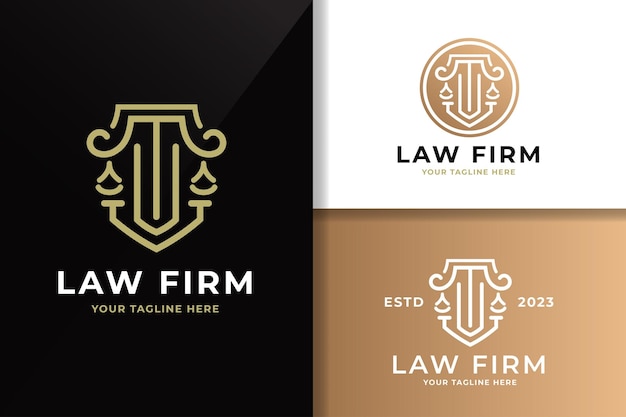 Vektor golden law firm line art logo und symbolvorlage editierbar