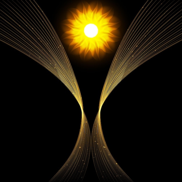Vektor golden leuchtende glänzende linien bewirken glühende magische feuerspur magischer goldener lichteffekt mit kurvenspur vektorillustration