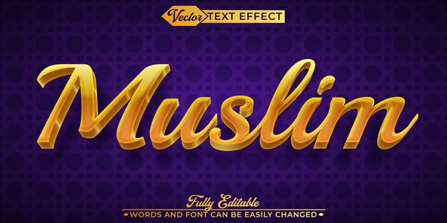 Golden Muslim Vector Vollständig bearbeitbares Smart Object Text-Effekt