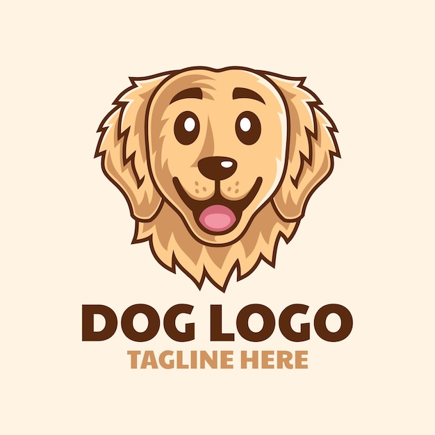 Golden retriever kopf zeichentrickfilm logo design