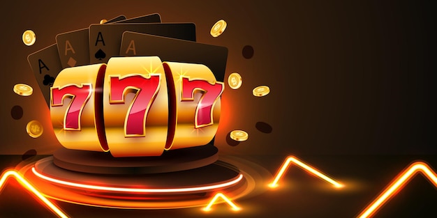 Golden Slot-Maschine gewinnt den Jackpot 777 Big Win-Konzept-Casino-Jackpot