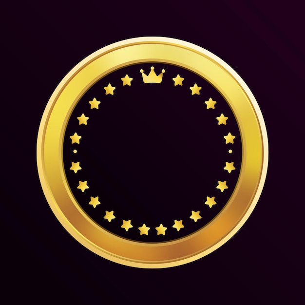 Vektor golden star crown premium award medaille glänzendes rundes etikett