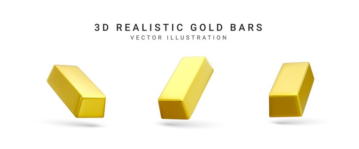 Goldene Balken auf weißem Hintergrund 3D-Rendering Gold Vector Illustration