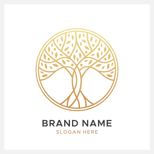 Goldene Baum-Logo-Design-Vorlage