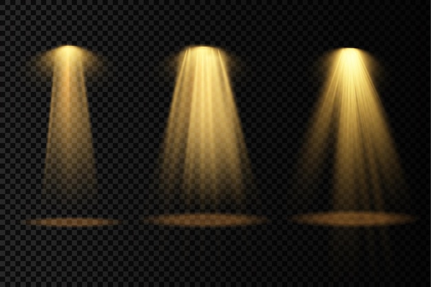 Goldene bühnenbeleuchtung scheinwerferszene gelber projektor lichteffekte helle gelbe beleuchtung