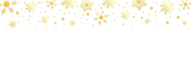 Goldene dekoration festliche grenze fallender glitzerstaub schnee und sterne merry christmas sale banner goldene schneeflocke auf weißem hintergrund luxus-weihnachtsgirlande vektor-illustration eps 10