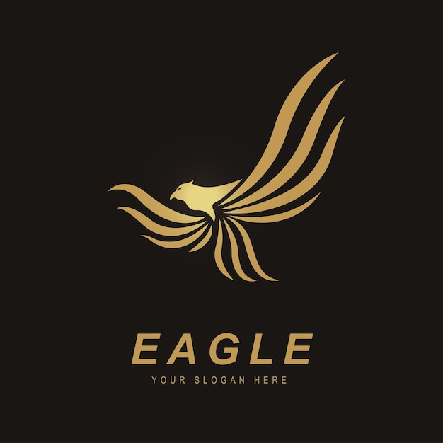 Goldene Farbe des Adler-Logos, das zwei Flügel erhebt, um seine Eleganz, Würde und seinen Charme zu zeigen