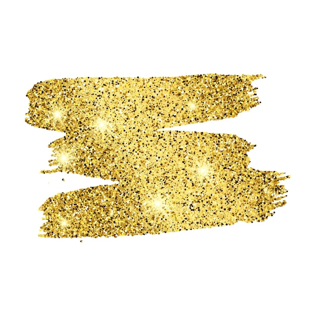 Goldene Farbe Glitzernde Kulisse auf weißem Hintergrund. Hintergrund mit Goldfunkeln und Glitzereffekt. Leerer Platz für Ihren Text. Vektor-Illustration