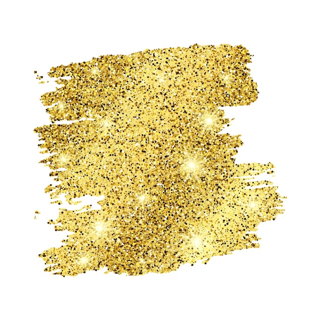 Goldene Farbe Glitzernde Kulisse auf weißem Hintergrund. Hintergrund mit Goldfunkeln und Glitzereffekt. Leerer Platz für Ihren Text. Vektor-Illustration