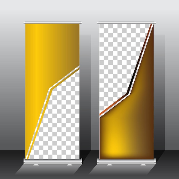 Goldene Farbe Roll-up-Banner-Vorlage Vektor-Illustration