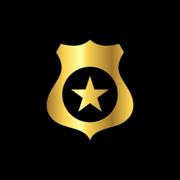 Goldene farbschild-polizeistern-symbol-vektorvorlage