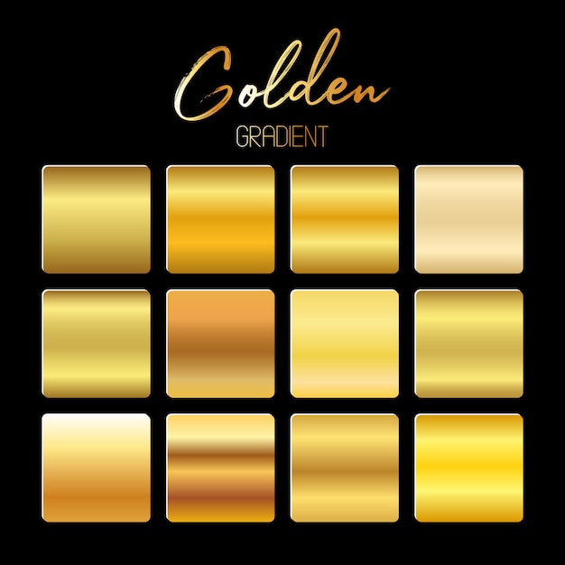 Vektor goldene farbverläufe setzen illustration auf schwarzem backgrund