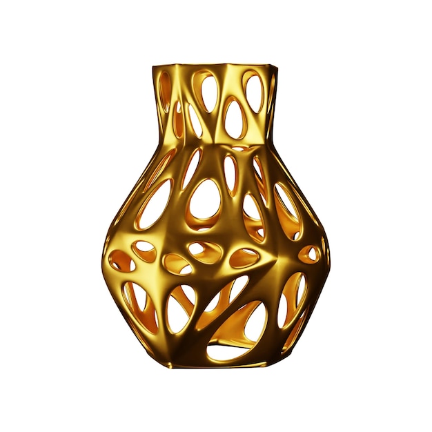 Goldene geometrische Vase - 3D-Skulptur
