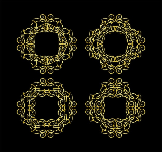 Goldene Grenzen Elemente Set Sammlung Ornament Vektor