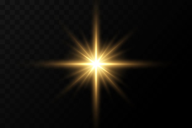 Goldene lichtteilchen. goldenes licht. lichtfackel. sterne isoliert auf transparentem hintergrund.