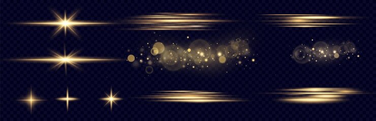 Goldene Lichtvektoren.Bright Gold Star.Light Flash.Gold Glitter