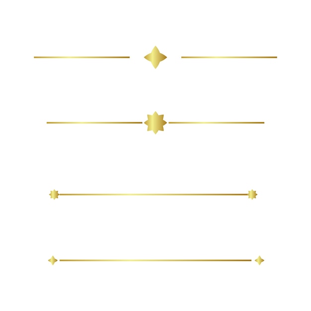 Goldene Linien Kalligraphie-Ornament-Set isoliert auf weißem Hintergrund für luxuriöses Grafikdesign