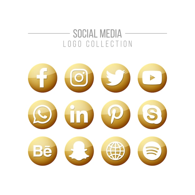 Goldene Logosammlung des Social Media