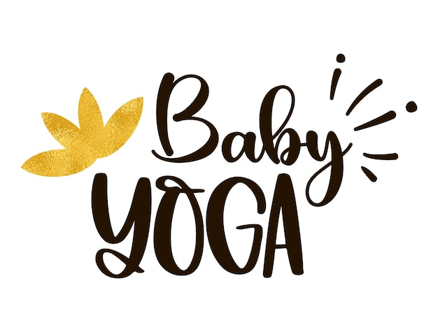 Goldene lotusblume und die aufschrift baby yoga