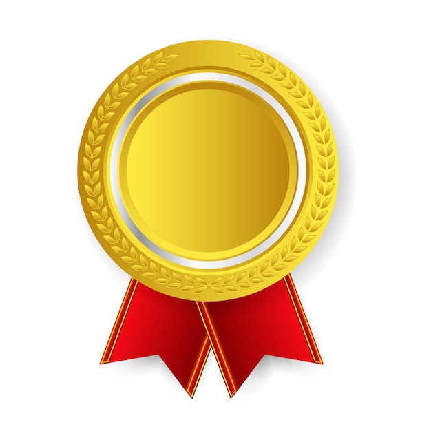 Goldene Medaille mit rotem Band