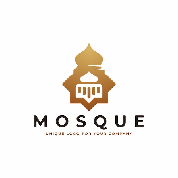 Goldene moschee logo kreative islamische logo-design-vorlage