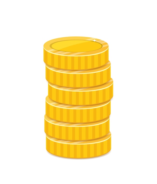 Goldene münzen stapeln realistische illustration der metallwährung