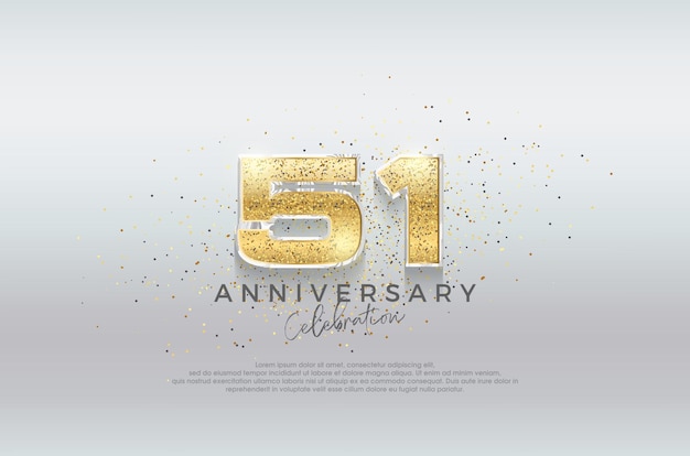 Goldene Nummer 51 Premium-Design mit luxuriösem Goldglitzer Premium-Vektor für Poster-Banner-Feiern