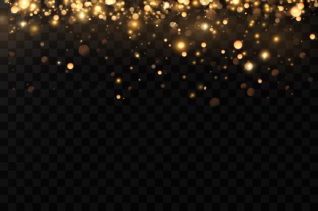 Goldene pailletten leuchten mit vielen lichtern glitzerndes staub luxuriöser hintergrund aus goldenen partikeln