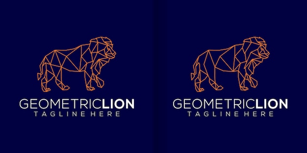 Vektor goldene polygonale lion-illustration isoliert auf schwarzem hintergrund geometrisches tieremblem vektorillustration