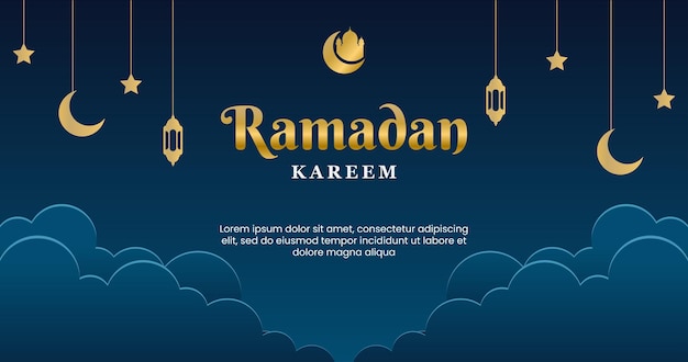 Goldene ramadan kareem-bannervorlage