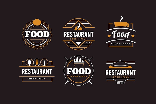 Goldene Retro- Restaurantlogosammlung